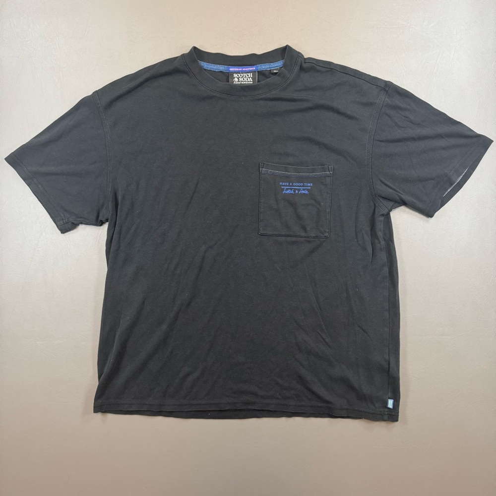 Scotch & Soda Amsterdam Adventures Lyocell Pocket Tee Black Size XL